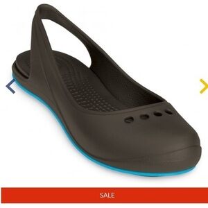 CROCS
Tone Skylar Flat Espresso/Electric Blue, Toning flat shoe size 8